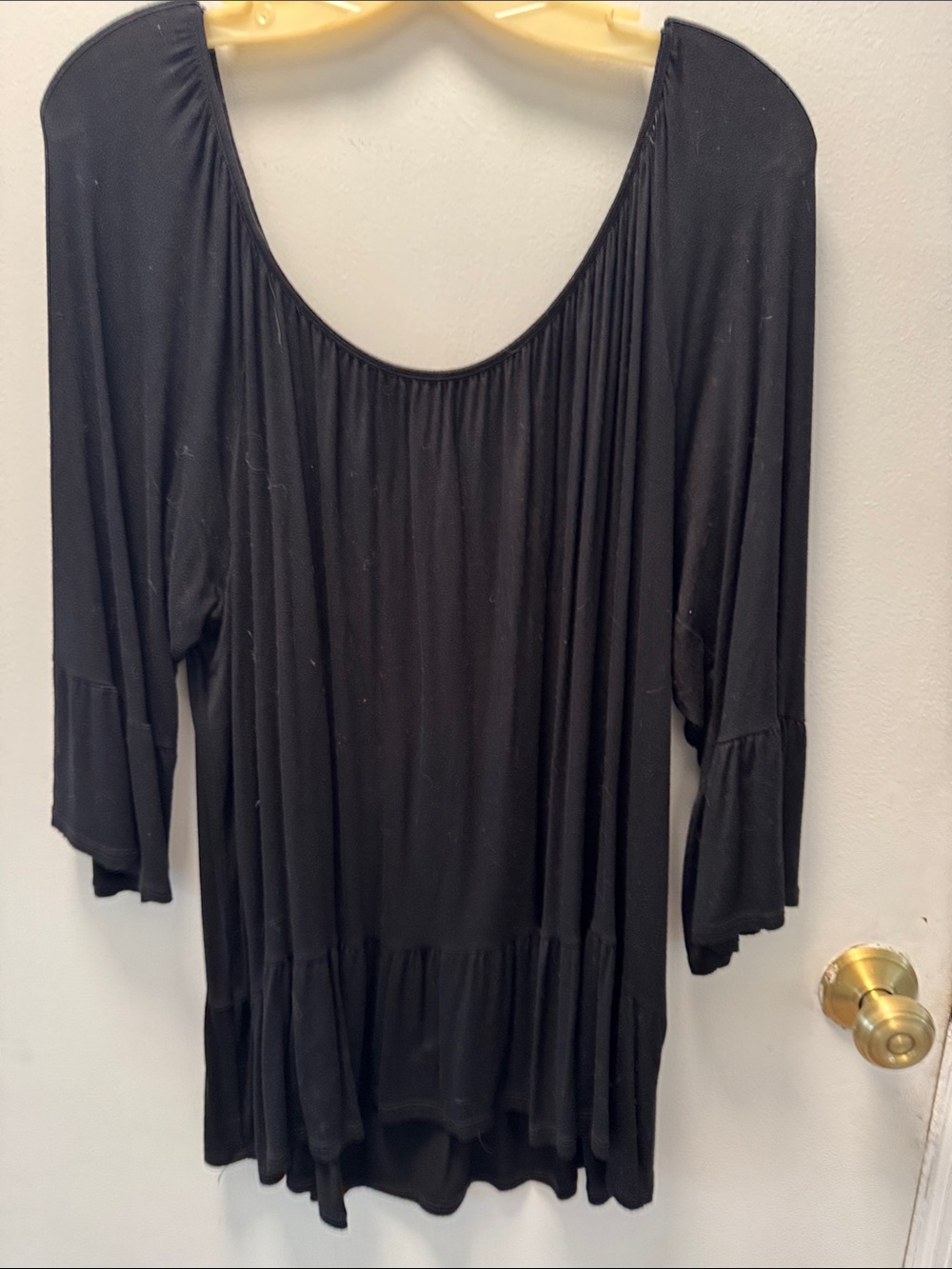 Ing Black Scoop Neck Peplum Hem Blouse
